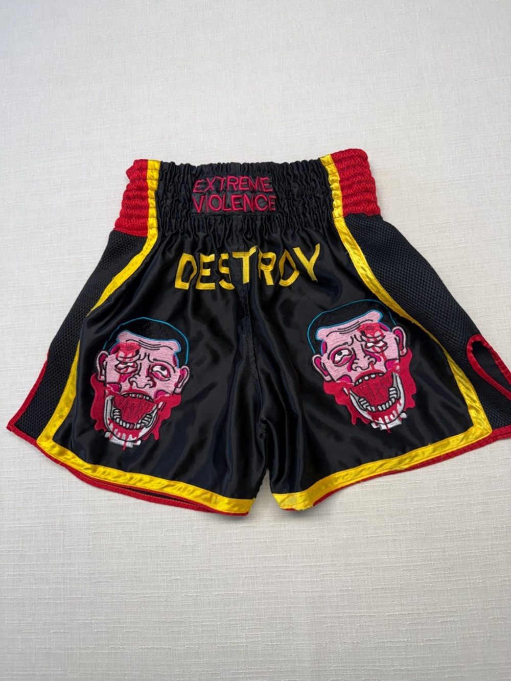 Death Traitors Black 'Destroy' Athletic Shorts with Yellow Trim